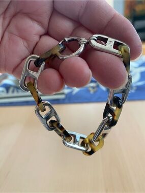 Vintage RL Silver & Faux Tortoise Chain Link Bracelet